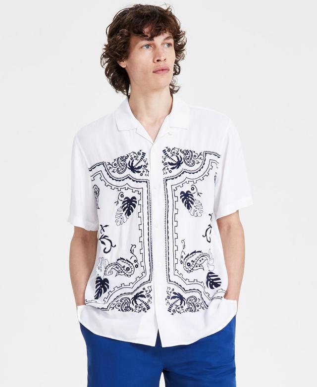 Sun + Stone Mens Conrad Regular-Fit Tropical Paisley Button-Down Camp Shirt, Created for Macys Product Image