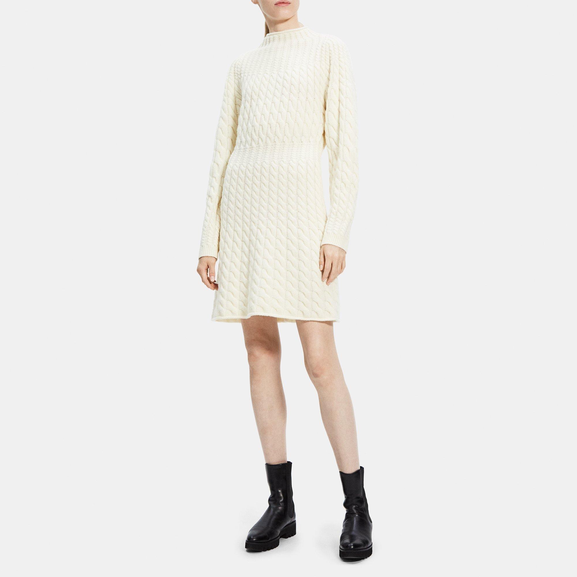 Felted Wool-Cashmere Cable Knit Mini Dress | Theory Outlet Product Image