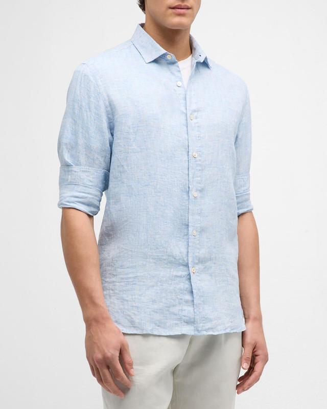 Mens Amalfi End-on-End Button-Front Linen Shirt Product Image