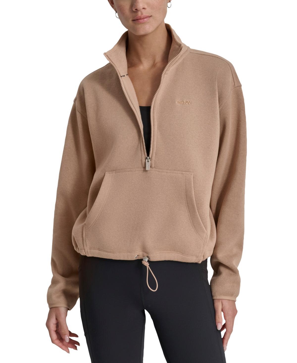 Dkny Womens Fleece Half-Zip Bungee-Hem Sweater Product Image