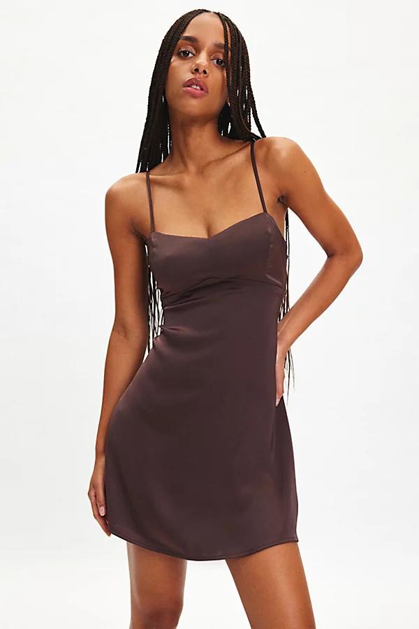 Urban Outfitters UO Bella Bow-Back Satin Mini Dress Womens at Urban Outfitters Product Image