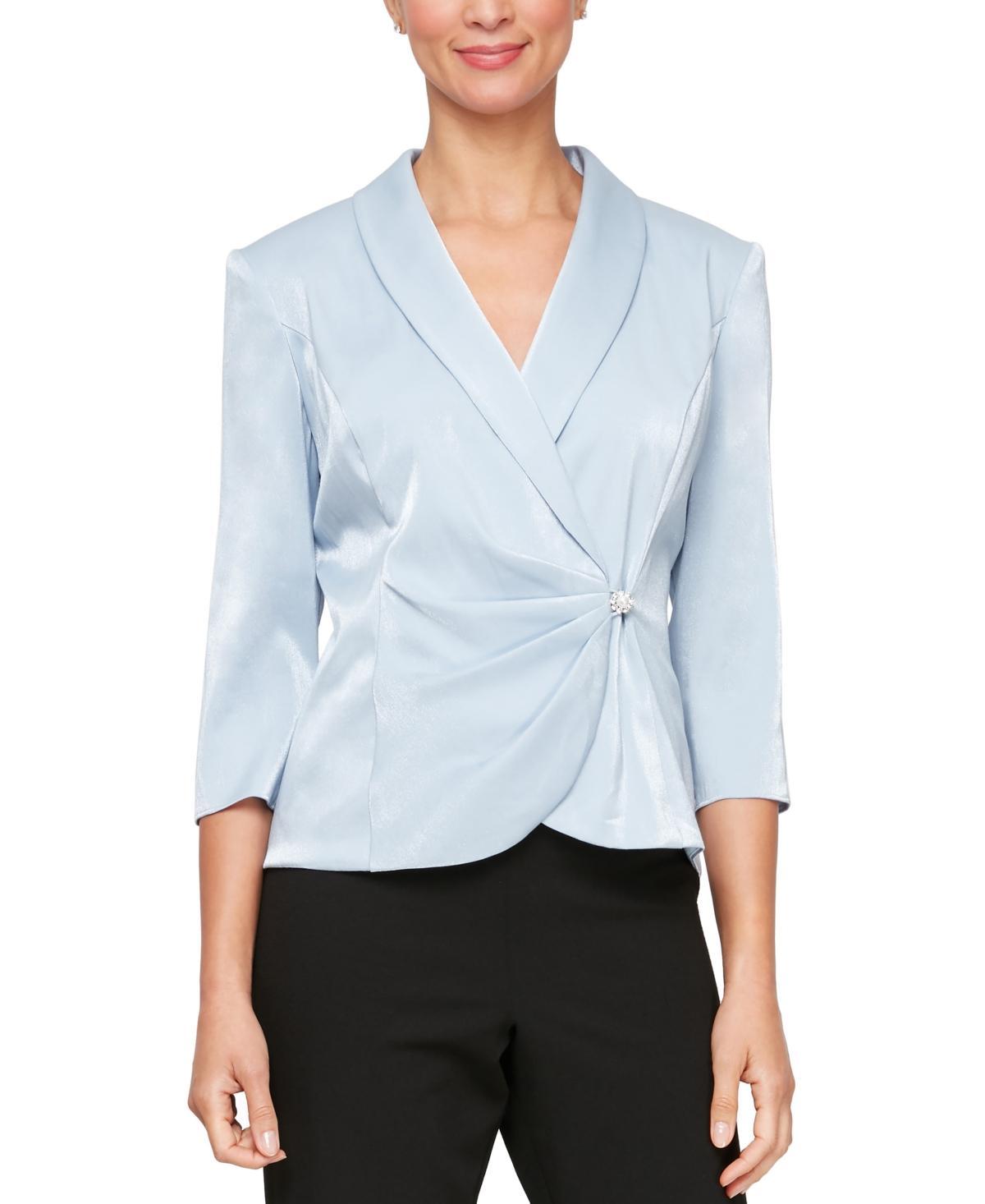 Alex Evenings Womens Structured Shawl-Collar Blouse Product Image