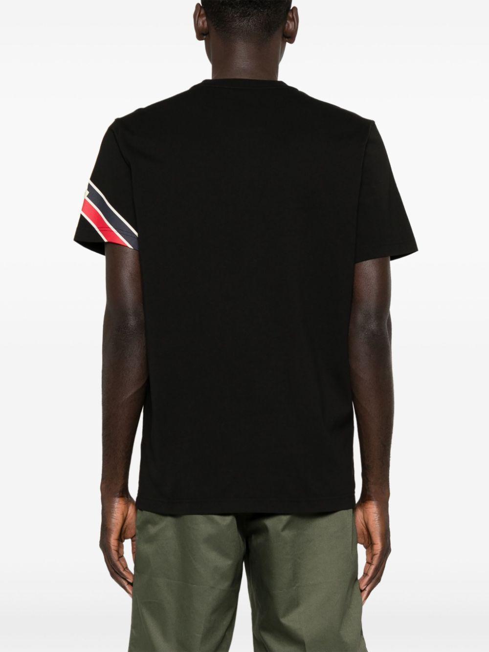 MONCLER Stripe Logo Cotton T-shirt In Black Product Image