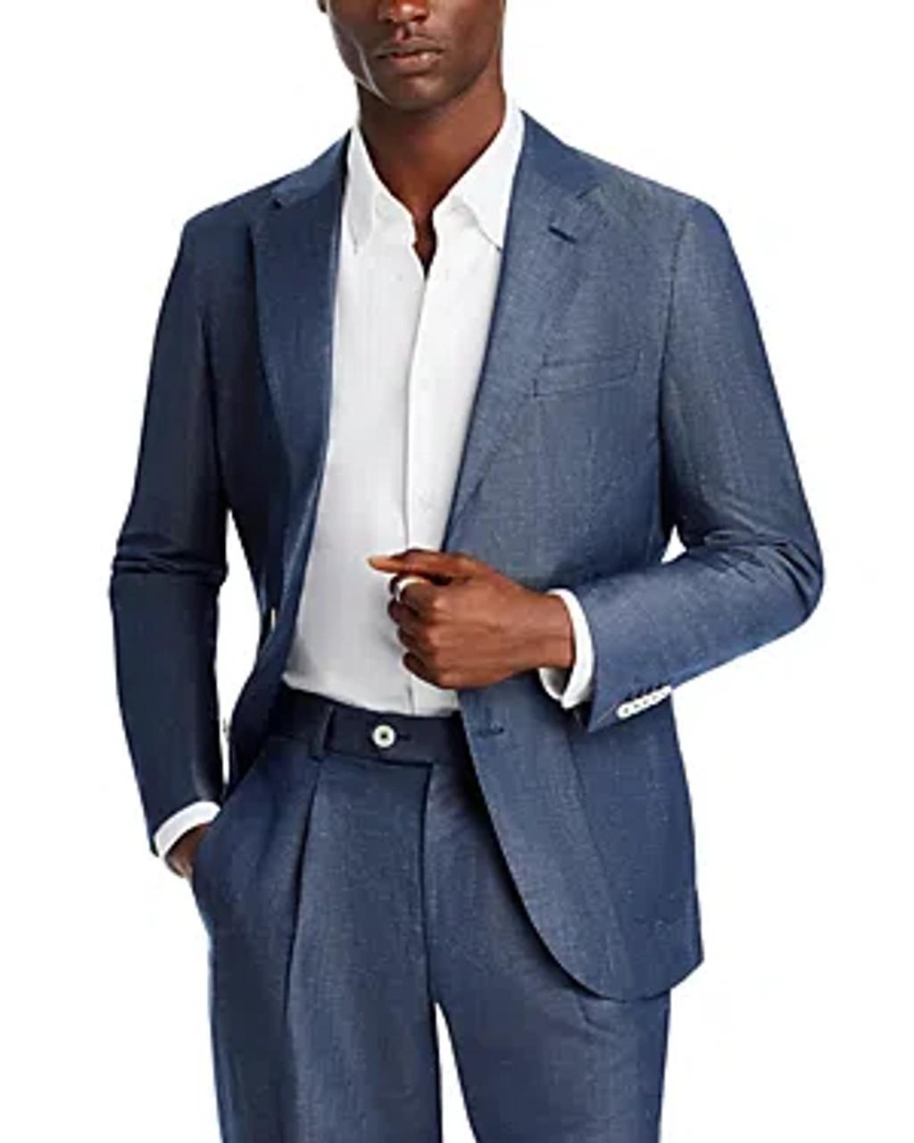 Heston Wool Linen Slim Fit Suit Jacket In Dark Blue Product Image