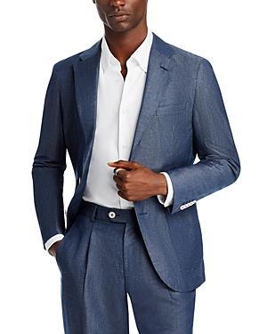 Heston Wool Linen Slim Fit Suit Jacket In Dark Blue Product Image