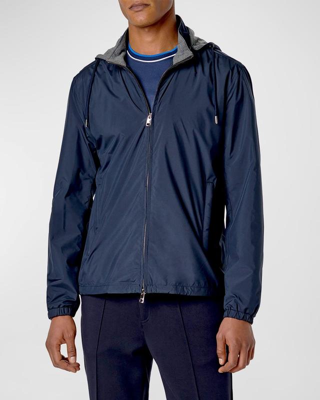 Mens Wind-Resistant Jacket with Detachable Hood Product Image