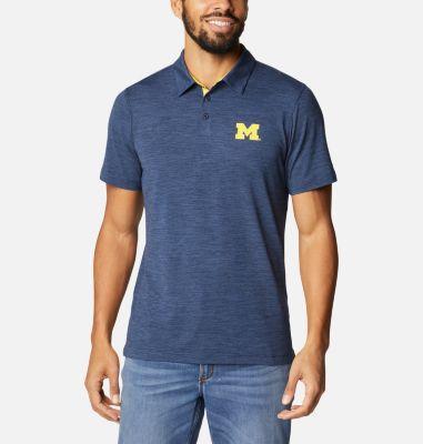 Mens Columbia Navy Michigan Wolverines Tech Trail Omni-Shade Polo Product Image