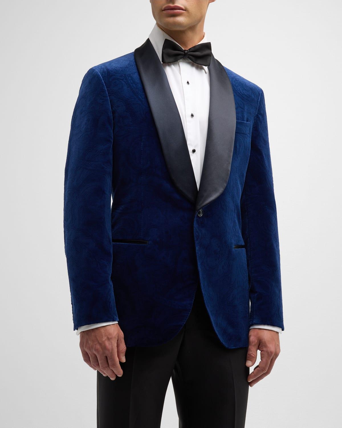 Mens Velvet Paisley Satin-Lapel Dinner Jacket Product Image