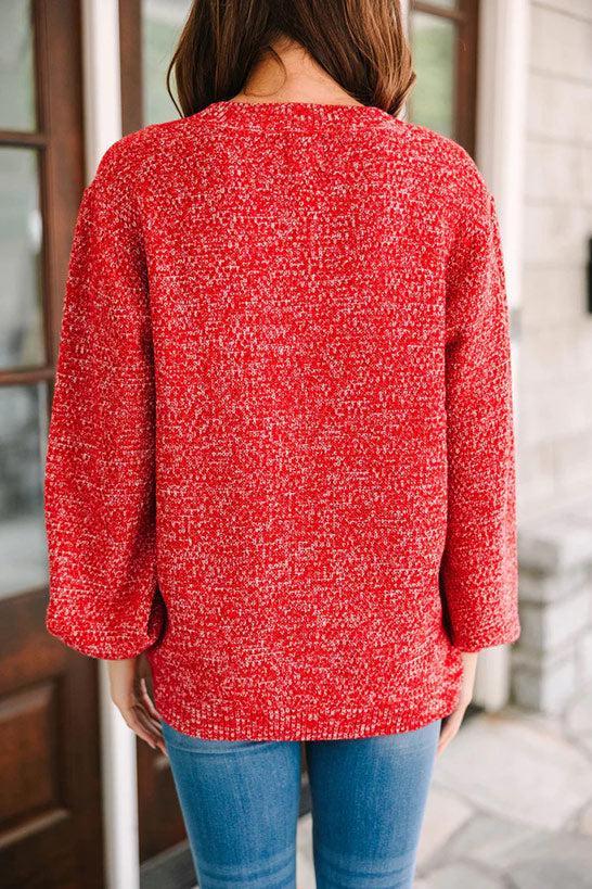 The Slouchy Red Bubble Sleeve Sweater Female Product Image