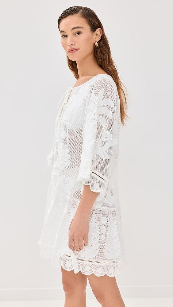 FARM Rio Palm Tree Cutwork White Mini Dress | Shopbop Product Image