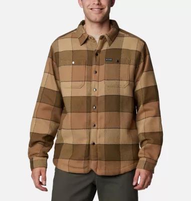 Columbia Mens Windward Ii Snap-Front Sherpa Lined Plaid Shirt Jacket Product Image