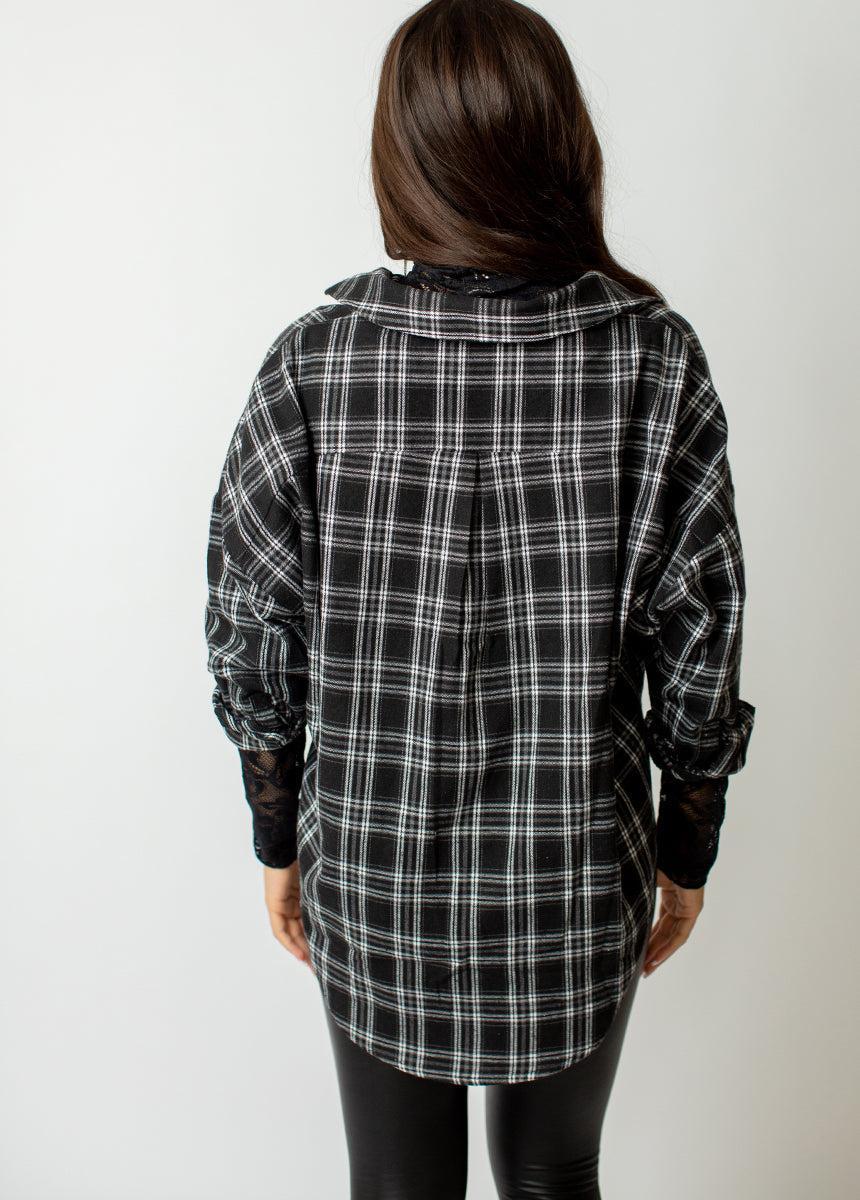 Marika Top in Black Plaid Product Image