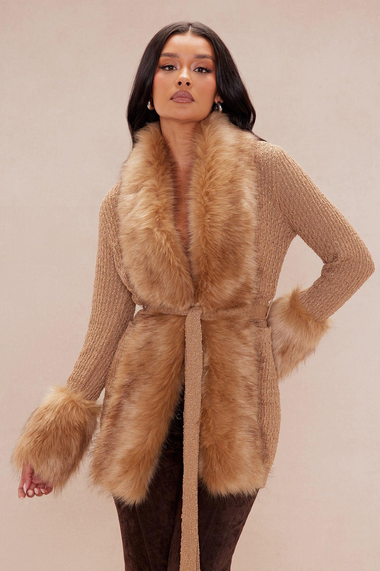 Moscow Fur Cardigan - Camel Product Image