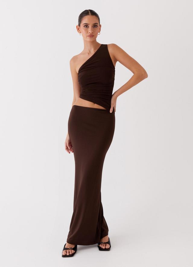 Seranella One Shoulder Maxi Dress - Chocolate Product Image