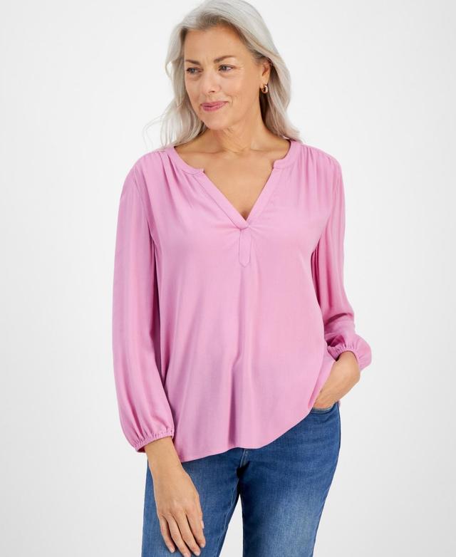 Style & Co Womens Split Neck Popover Blouse, Created for Macys Product Image