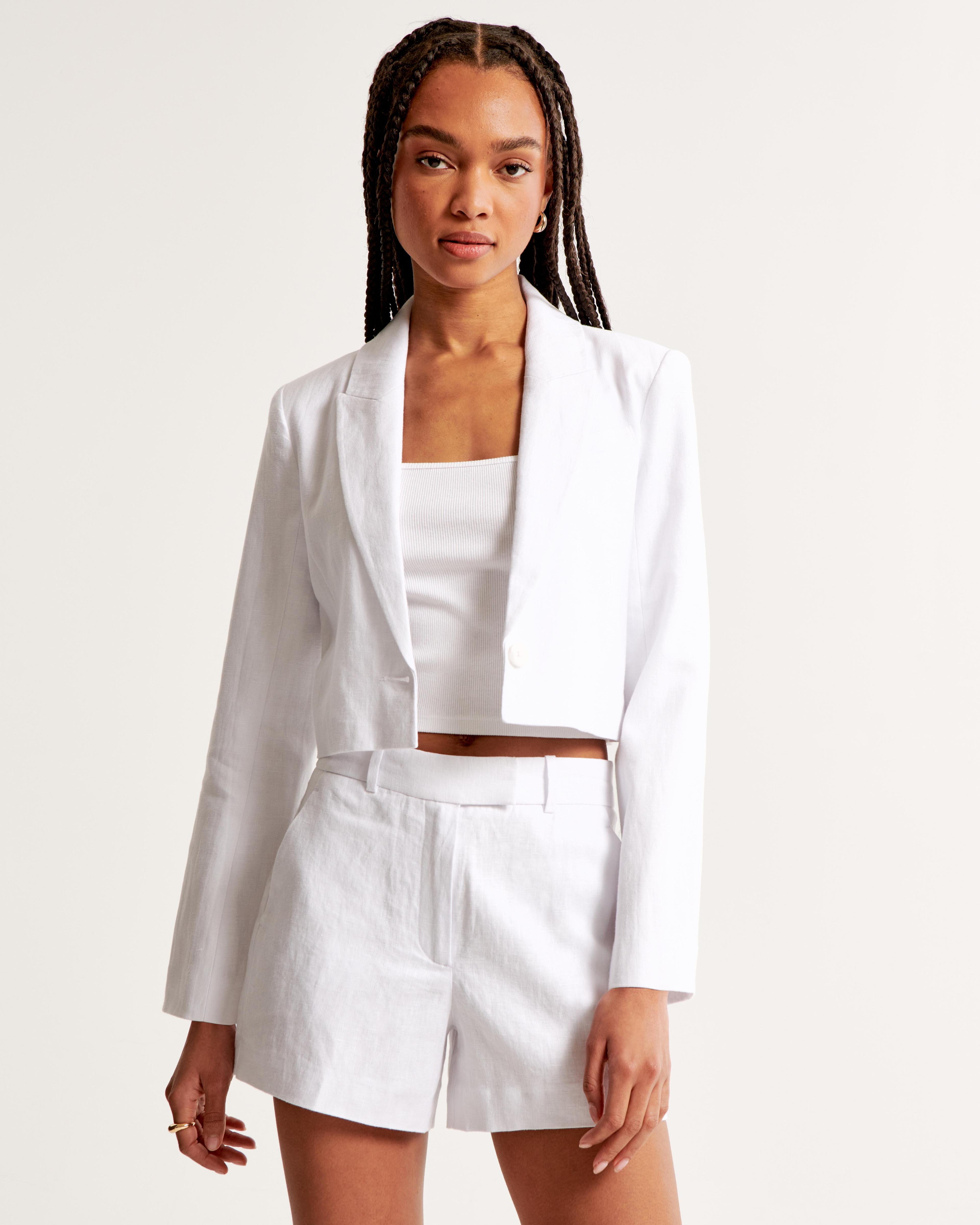 Premium Crepe Cropped Blazer Product Image