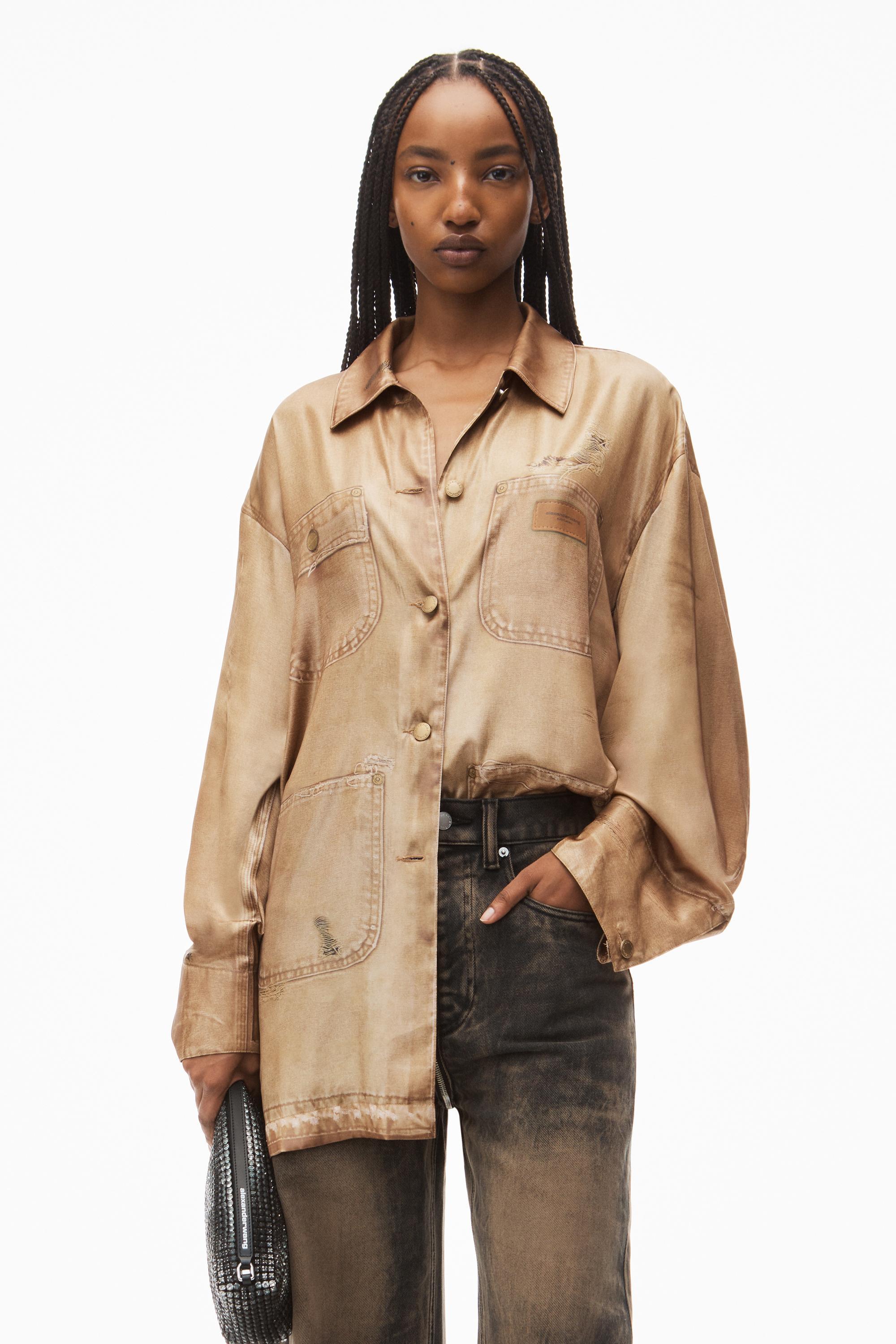 Oversized Shirt In Workwewar Trompe-l'oeil Print Product Image