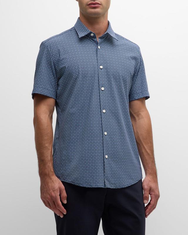 Men's Cotton Diamond-Print Short-Sleeve Shirt Product Image