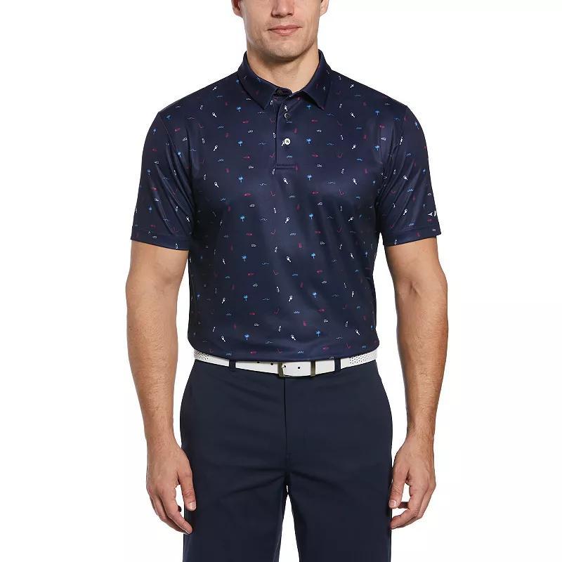 Mens Grand Slam Short Sleeve Allover Golf Print Conversational Polo Blue Product Image