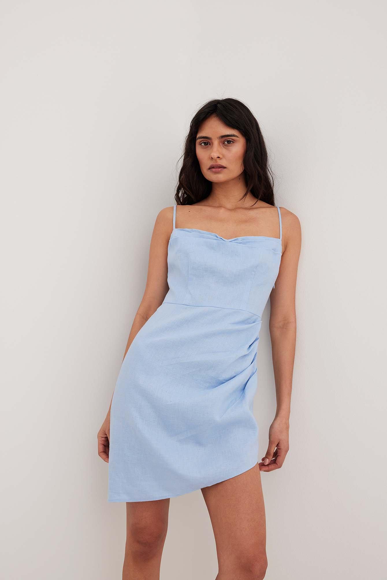 Overlap Waterfall Linen Dress Product Image