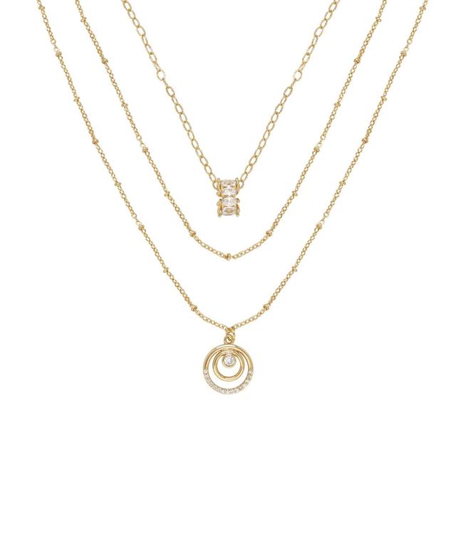 Ettika Circles of Cubic Zirconia Dainty Layered 18K Gold Plated Necklace Set Product Image