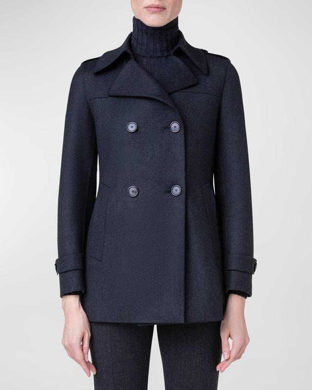 Akris Double Breasted Stretch Wool Double Face Coat Product Image