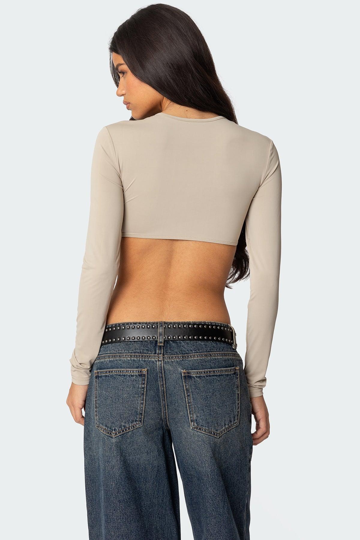 Gathered Long Sleeve Crop Top Product Image