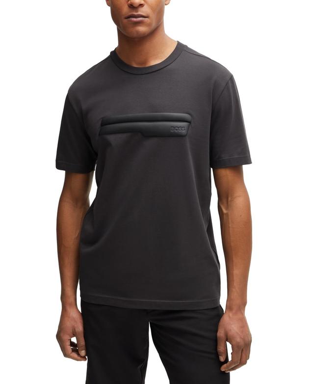 Mens Regular Fit T-shirt in Stretch Cotton with Logo Artwork Product Image