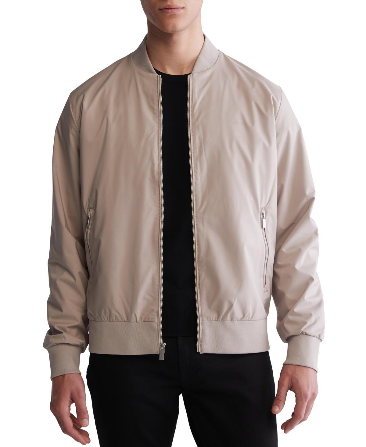 Calvin Klein Mens Logo-Print Matte Bomber Jacket Product Image