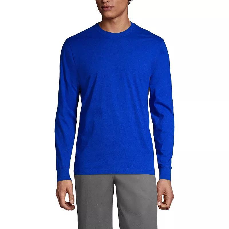 Mens Lands End Essential Long Sleeve School Uniform T-shirt Blue Product Image