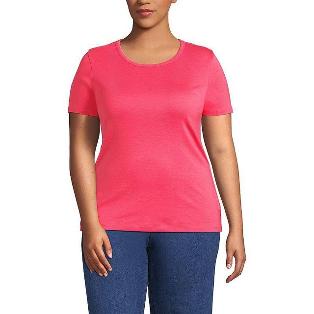 Plus Size Lands End All-Cotton Crewneck Tee, Womens Blue Product Image