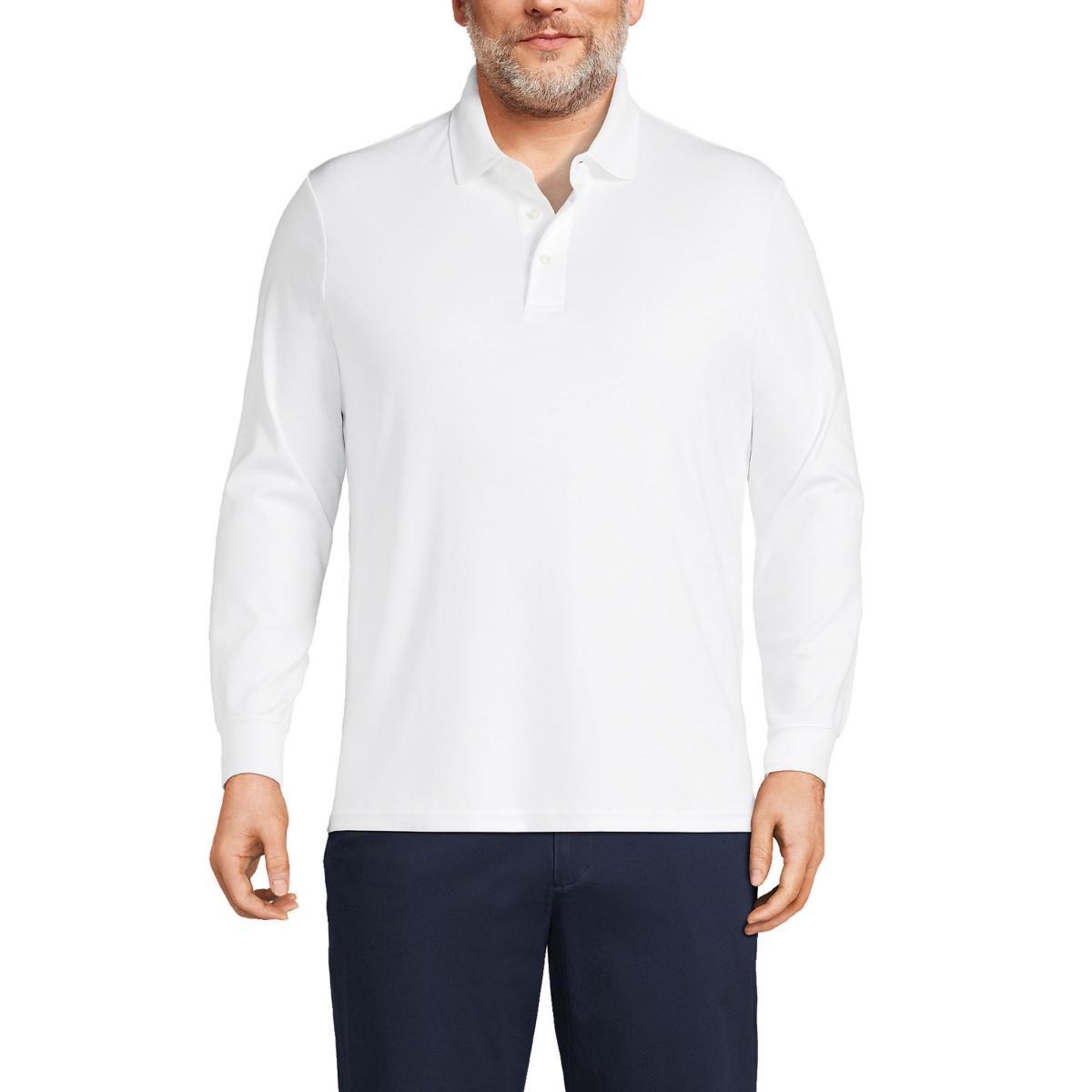 Lands End Mens Long Sleeve Cotton Supima Polo Shirt Product Image