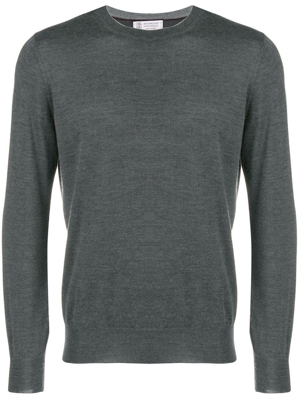 BRUNELLO CUCINELLI Cashmere Silk Crew Neck Sweater In Grey Product Image