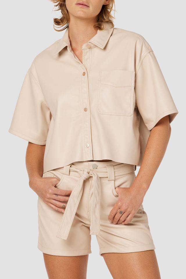 Oversized Cropped Button Down Shirt Female Product Image