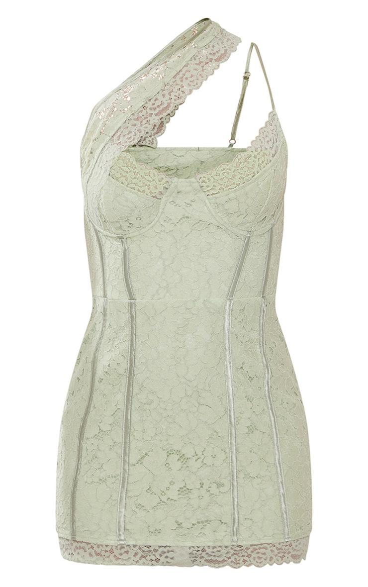 Sage Lace Binding Detail Underwired Bodycon Dress Product Image