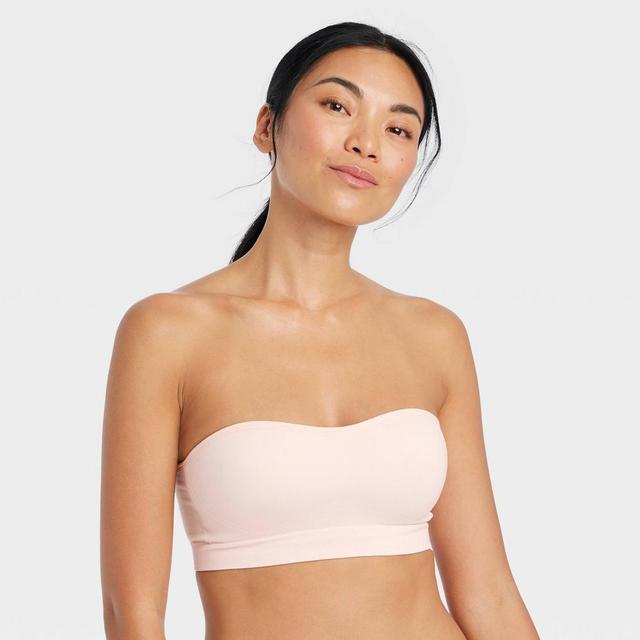 Women's Seamless Lightly Lined Bandeau Bra - Auden™ Pink M Product Image