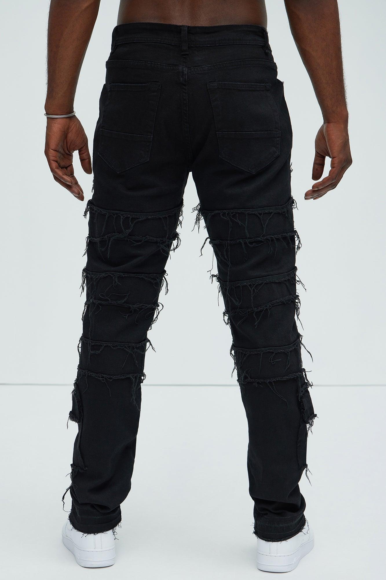 We Good Frayed Cargo Straight Jeans - Black Product Image