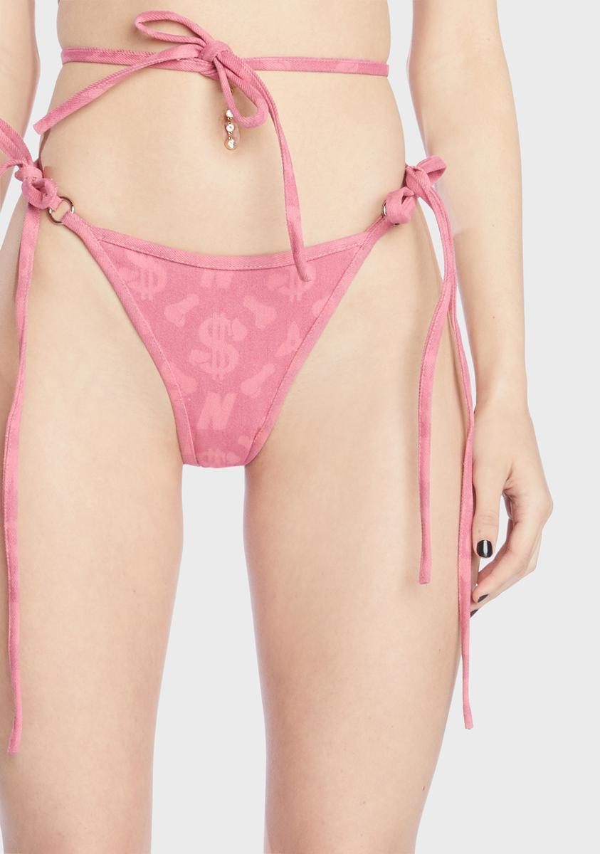 Pink Monogram Denim Thong  Product Image