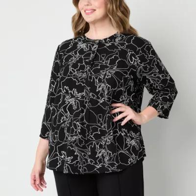 Liz Claiborne Plus Womens 3/4 Sleeve Tunic Top Product Image