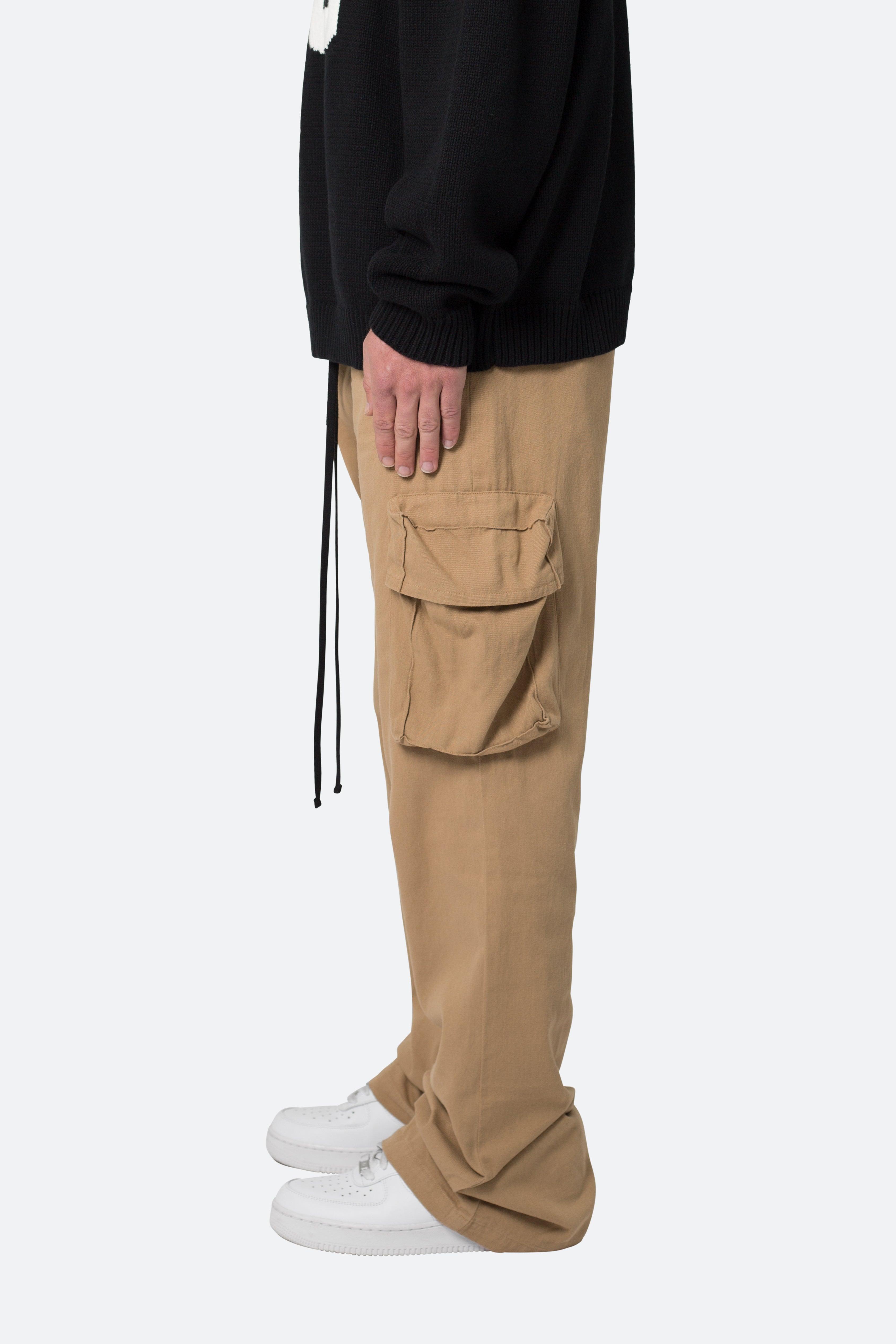 Drawcord Flare Cargo Pants - Khaki Product Image