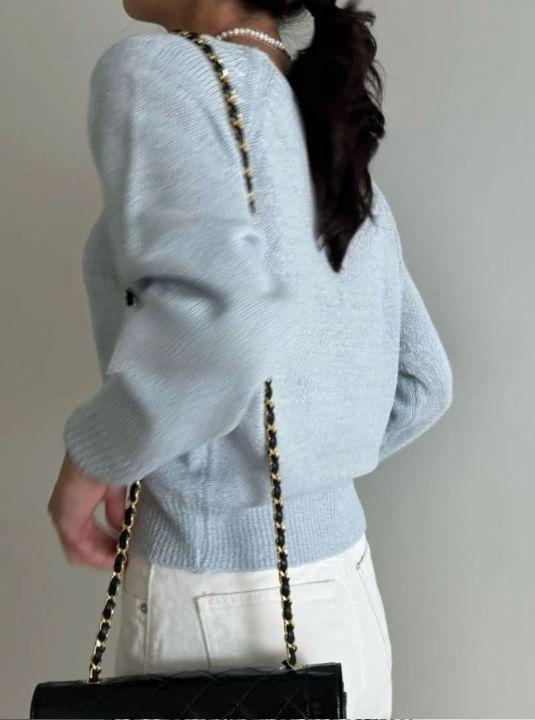 Long Sleeve Plain Loose-Fit Knit Top Product Image