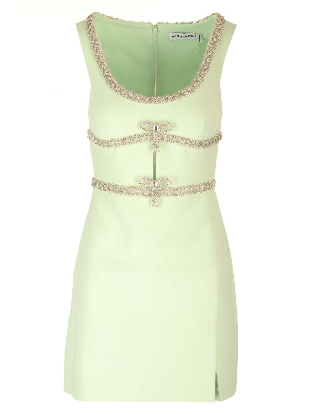 Mini Dress With Diamond Bow In Green Product Image