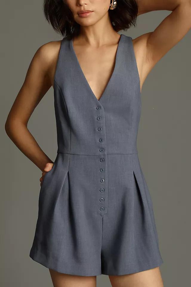 Maeve Halter Button-Front Romper Product Image