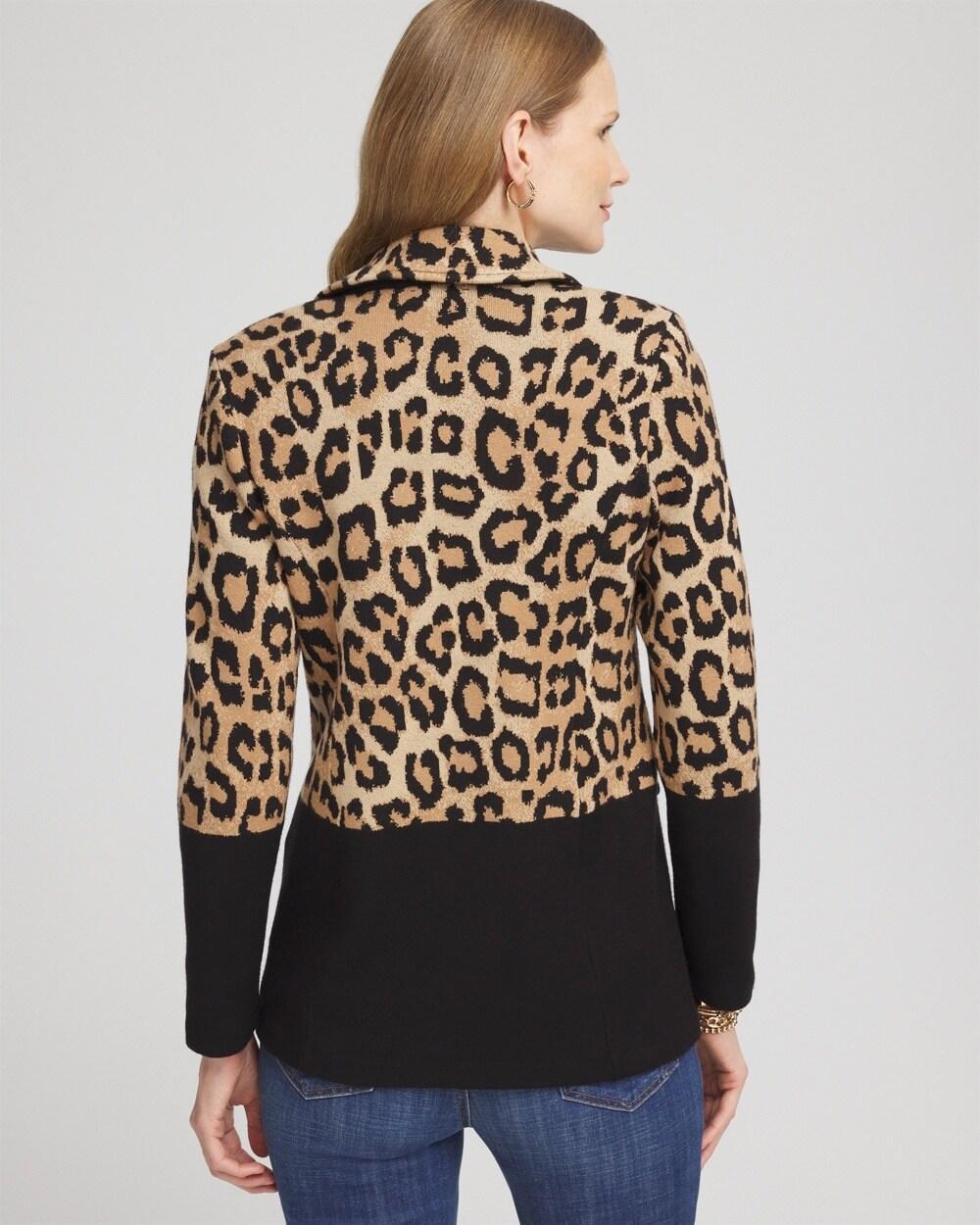 Leopard Color Block Sweater Blazer Product Image