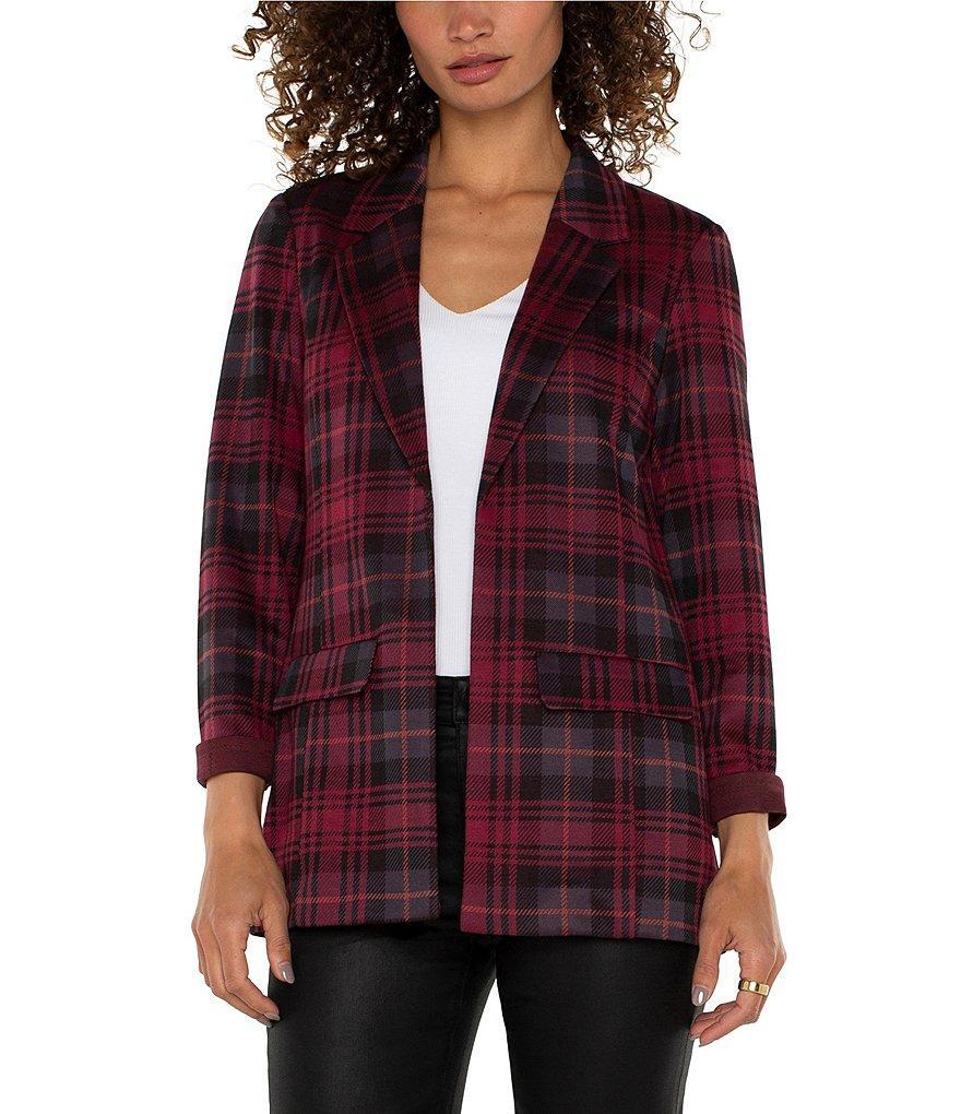 Liverpool Los Angeles Plaid Collared Long Sleeve Boyfriend Blazer Product Image