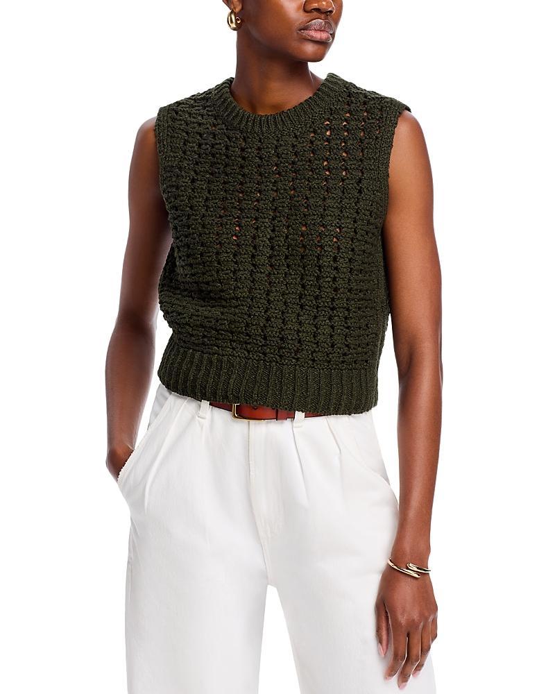 Womens Cotton Crochet Sleeveless Sweater Product Image