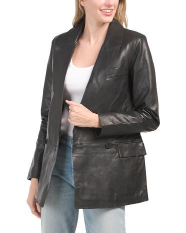 Leather Double Breasted Blazer for Women Product Image