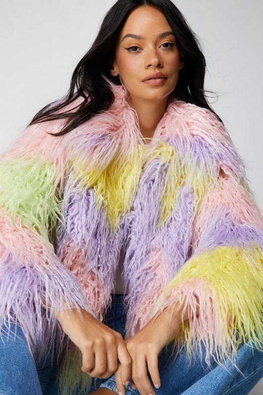 Premium Mongolian Ombre Faux Fur Coat Product Image