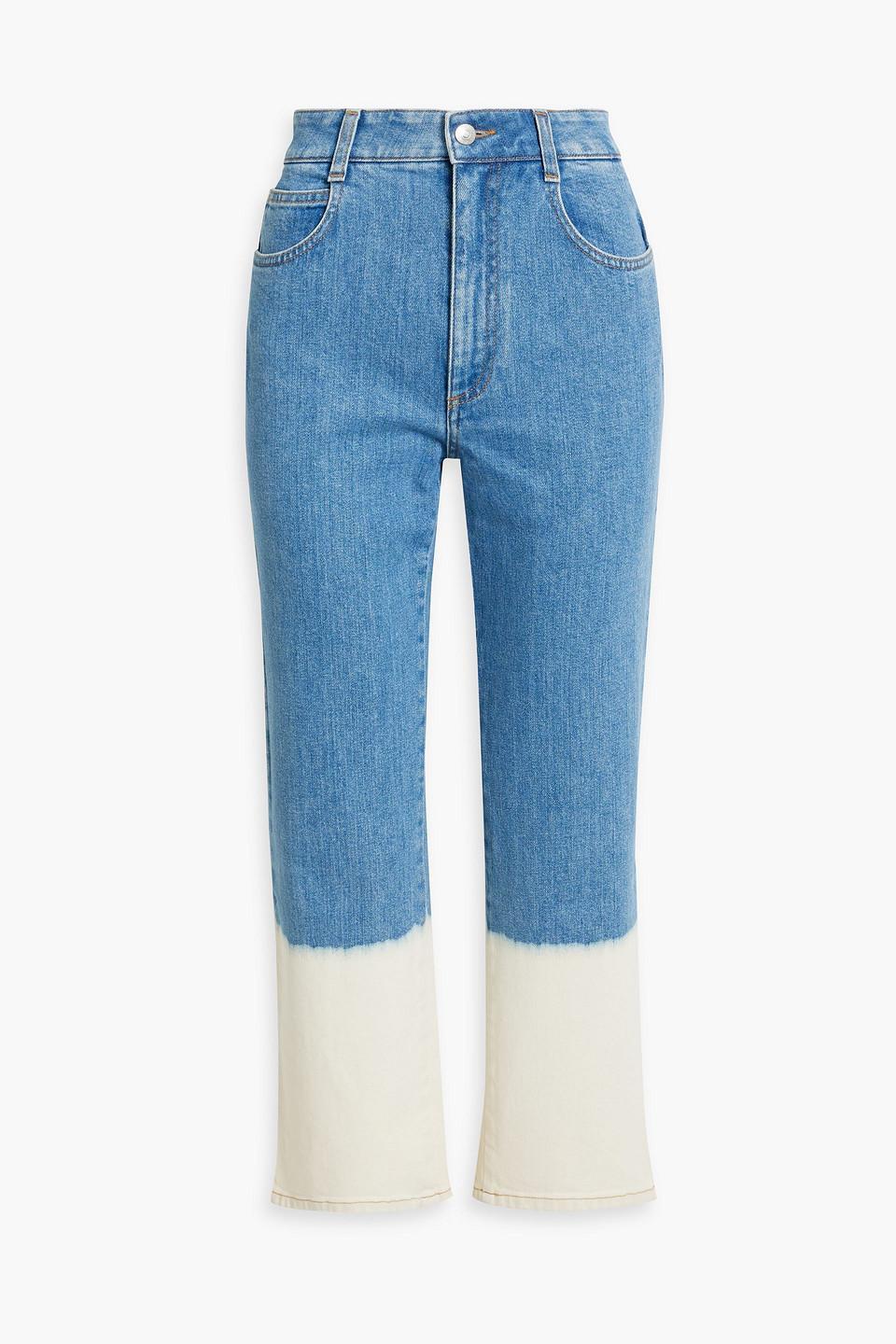 Two-tone High-rise Straight-leg Jeans In Mid Denim Product Image