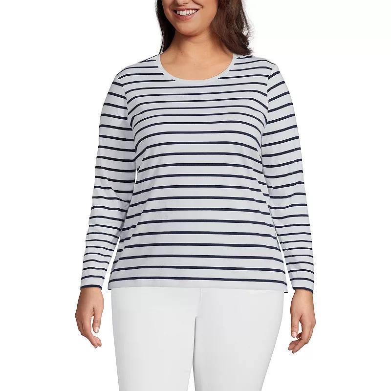 Plus Size Lands End Relaxed Supima Cotton Crewneck Tee, Womens Baltic Blue Product Image